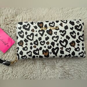 Betsey Johnson Heart Leopard Print Wallet